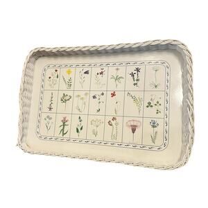 Vintage 1980s Design Imports West Germany Tray Floral Botanical Melamine Wicker